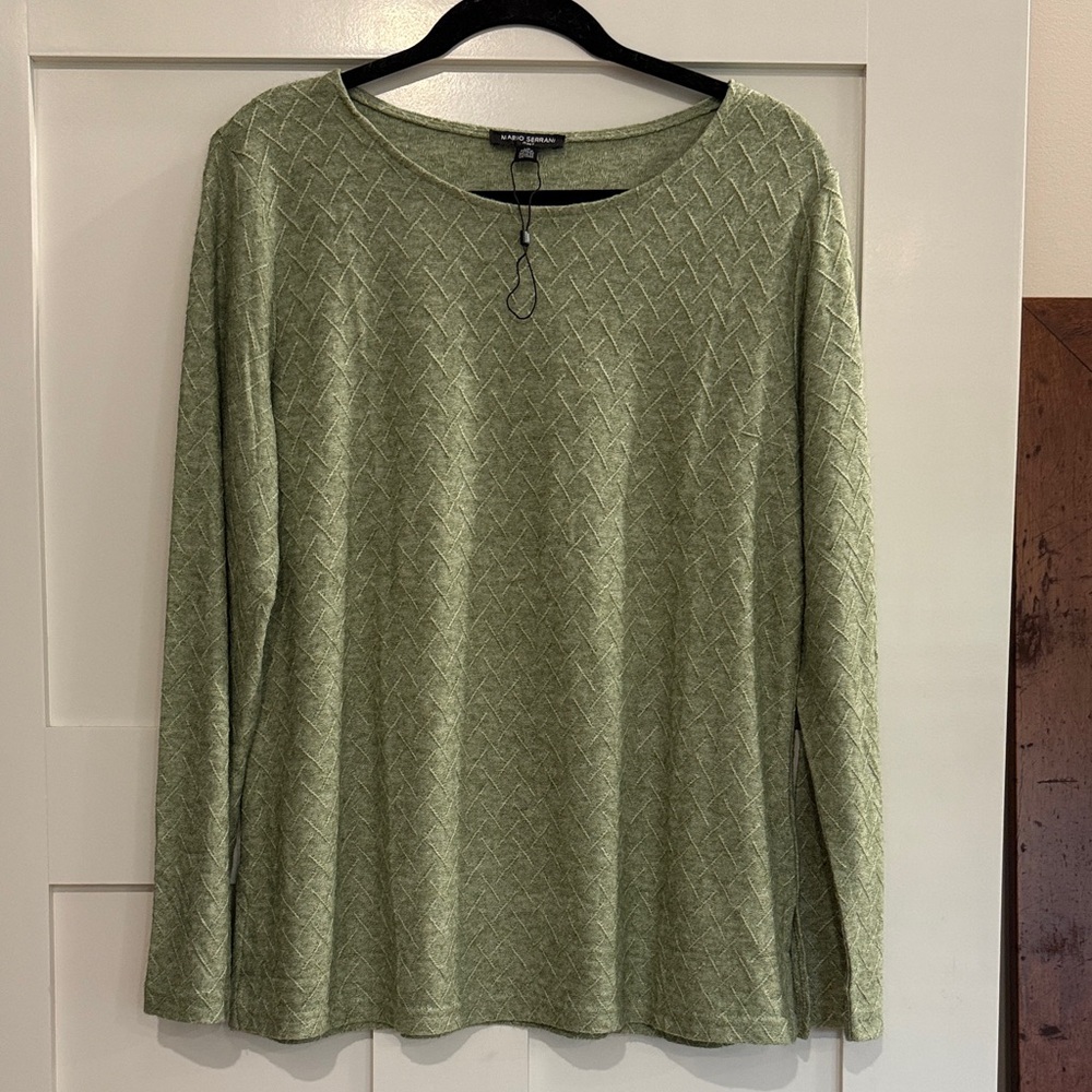 Mario Serrani NWOT Olive Green Long-Sleeve Knit Top